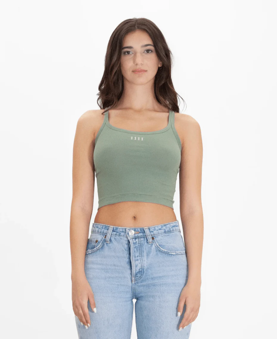 Women's 1111 Cropped Tank in Sage - Image 3