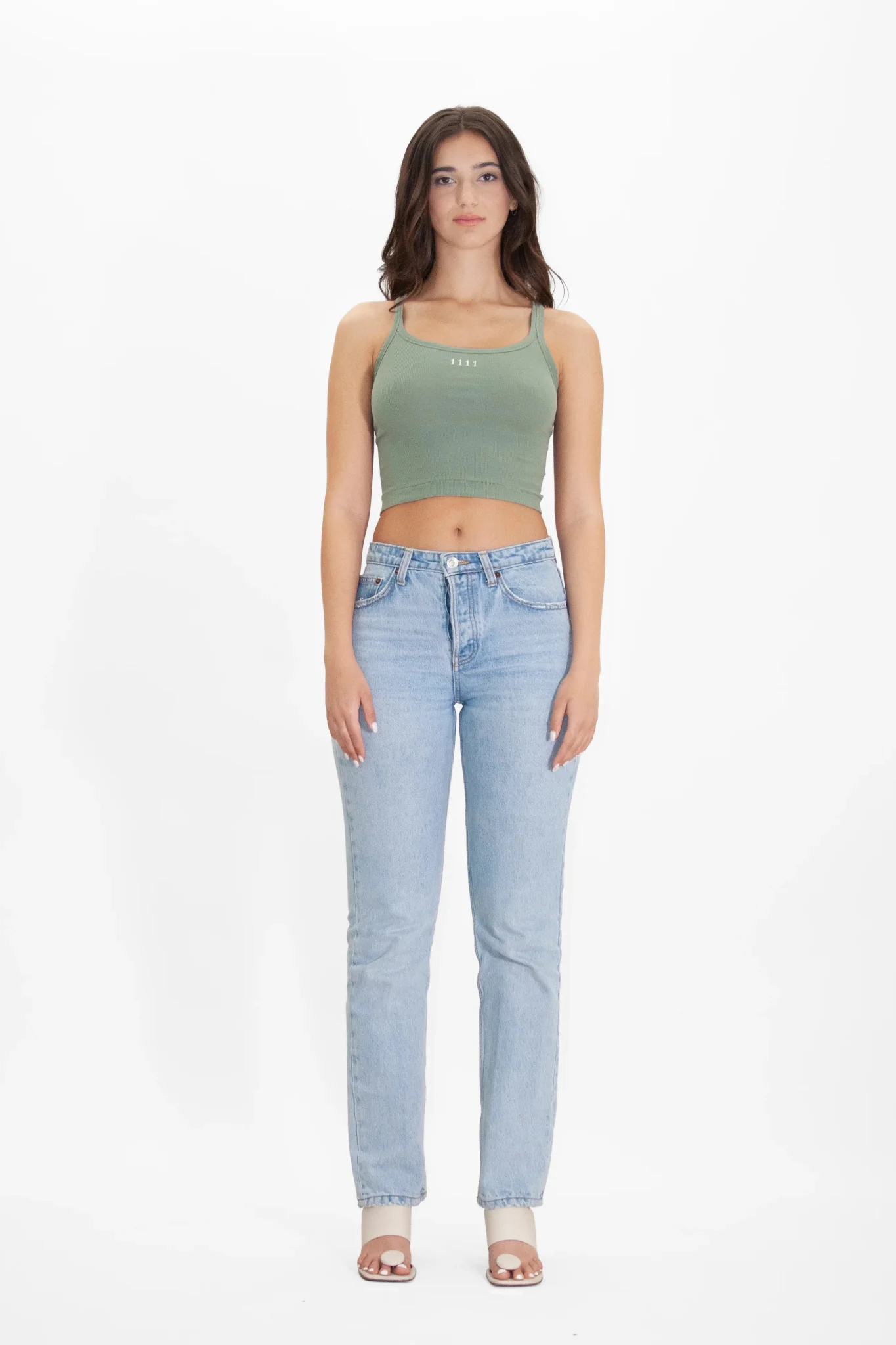 Women's 1111 Cropped Tank in Sage - Image 4